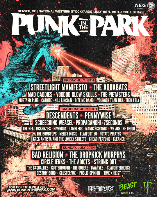 Punk In The Park Denver: Daily Lineups Announced For July 18-20 Festival With Bad Religion, Descendents, Streetlight Manifesto, Dropkick Murphys, Pennywise, The Aquabats & More, Plus Craft Beer Tasting